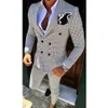 Ternos masculinos blazers 2022 moda treliça terno fino ajuste baile de formatura casamento para homens noivo smoking jaqueta calças definir personalizado branco casu280z