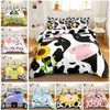 Śliczna krowa kołdra kołdra Queen Size Kawaii Highland Bedding Zestaw Król Cartoon Cartoon Farm Animals282i