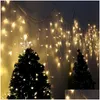 Led-snaren Gordijn Ijspegel Lichtslingers Kerst Buitendecoratie 220V 4M Droop 0,4-0,5-0,6M Fee Voor Dakrand Tuin Drop Delivery Dhkda