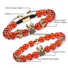 Bracelets de couronne de zircon micro-incrustés de cuivre perlé tressé pierre naturelle bracelet d'agate rouge perle brin réglable pour femmes hommes mode Dhwxz