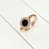 2024 Designer bulgariism Jewelry Band Rings Round Cake Ring Double Sided Black and White Shell Fashion Titanium Steel Full Sky Star Set Diamond