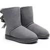 Australien Tasman Booties Designer Button Bow spets upp halv ankel full päls fluffig stövlar mocka brun svart grå rosa röda lila mint blå män skrifter snö varm stövel