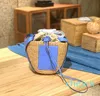 Vintage French One-shoulder Straw Bag Sweet Chic Hand-woven Holiday Style Leather Patchwork Crossbody Bag