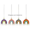 Articoli di novità Colorf Lavoro manuale Corda di cotone Tessuto Arcobaleno Nappa Hang Car Garden Home Decor Consegna di goccia Dhbbx