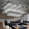 Contemporary Crystal Chandelier light K9 Crystal Rain drop rectangle Ceiling light fixtures Flush Mount LED Lighting Fixture for l288S