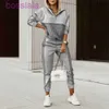 New Woman Two Piece Pants Set Designer Clothes Tracksuits Sweatsuits Fashion Printed Long Sleeved Pullover Tops Outfits