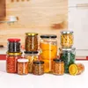 Food Storage Container Glass Jam Jars with Lid Storage Pickles Containers for Kitchen Food with Metal Lid