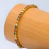 Bracelets pour femmes à la mode plaqué or jaune S925 en argent sterling coloré Moissanite Bracelet chaînes liens pour filles femmes joli cadeau