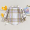 Jacken Pudcoco Kinder Mädchen Jacke Langarm Umlegekragen Knopfverschluss Plaid Herbstkleidung für Casual Täglich 1-5T