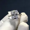 925 Sterling Zilveren Ring Cut 5ct Diamond Moissanite Vierkante Engagement Wedding Band Ringen Voor Vrouwen Gift239H