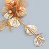 New Vintage Silver Gold Heavy Alloy Flower Earrings Multi Layer Metallic Petal Dangle Drop Earring For Women Party Gifts