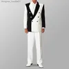 Costumes pour hommes Blazers noir blanc hommes mariage Tuxedos ensemble 2 pièces couleur correspondant Slim Fit tenues Blazer porter L230914