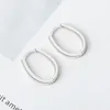 Hoopörhängen En koreansk version av S925 Sterling Silver Ins Minimalist Geometric Oval Ring Female Gold Plated