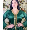 Vêtements ethniques Musulman Eid Mubarak Stain Mode élégante Sisakia Marocain Kaftan Dubaï Robes pour femmes Ruban doré Maxi manches longues