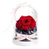 Decorative Flowers Preserved Rose In Glass Dome Artificial Eternal Flower With LED Light Valentine's Day Christmas Women Gift DIY Engraved