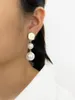 Ohrhänger Peri'sbox Elegante vergoldete Scheibe Doppel-Faux-Perlen-Tropfen für Frauen Statement Braut Hochzeit Schmuck Großhandel