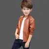 Jackets Boys Coats Autumn Winter Fashion Children's Plus Velvet / No Velvet Two styles Warming Cotton PU Leather Jacket For 1-11Y Kids 230914