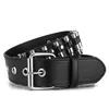 GAOKE Creux Balle Décoration Ceinture Mode Dames En Cuir Clouté Cadeau Homme Goth Rock Sauvage Réglable Femmes Punk Ceinture Noire