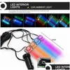 Lumières décoratives 4 pièces atmosphère de voiture RVB LED bande lumineuse couleurs lampes de style lampe intérieure rétro-éclairage accessoires 12V1 livraison directe Dh0Lw