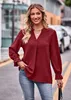 2023 Autumn New women's Solid Color Top Jacquard T-shirt V-neck Loose Long-Sleeved Umbrella Sleeve Top