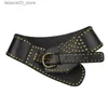 Bälten Retro Punk Belt Hole Style Asymmetric Belt Chic Rivet Stitched Leather Belt for Women Gothic Streetwear Punk Grommet Jeans Belt Q230914