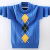 Pullover pojkar pullover stickning tröja barn tröja vinterkläder bomullskläder håller varma o nacken 230914