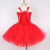 Girl's Dresses Sparkly Christmas Elf Tutu Dress for Girls Santa Claus Costumes For Kids Birthday Halloween Outfit Children Xmas Holiday kläder 230914