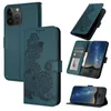 Datura Flower Pu Leather Wallet Falls för iPhone 15 14 Plus 13 Pro Max 12 11 X XR XS 8 7 6 Fashion Stylish Henna Mandala Floral Holder ID Card -kortplats Flip Cover Pouch Strap