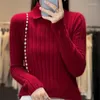 Women's Sweaters -Coming Winter Tops Solid Button Turn-down Collar Pullovers Female Thick Turtleneck Knitted High Street Women Sweater V330