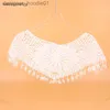 Cape femme Style TR femmes blanc creux Crochet dentelle glands tricot col large Cape châle n L230914