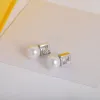 Designer Earrings for Women Luxury Stud Pearl Earings Gold Earring Diamond Hoop Jewelry with Box F Letter Charm Earing Jewerly G239143PE-3