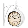 Wall Clocks Iron Round Hanging Double Sided Two Retro Station Clock Chandelier Home Decor