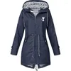 Women's Trench Coats Four Seasons Outdoor Waterproof And Rainproof Jacket Casual Loose Hooded Coat Mountaineering Windproof S-5XL