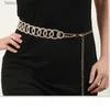 Belts 2023 Ladies Double Circle Metal Rhinestone Gold Waist Chain Dress Shirt Decoration Fashion Belts for Women Luxury Designer Brand Q230914