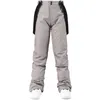 Pantalon de ski kaki pour le ski en hiver, planche simple en plein air, double pour garder au chaud et à bretelles épaisses.