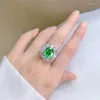 Cluster Rings Luxury Silver 925 Jewelry Flower Wedding Green Paraiba Crystals Diamond Fine For Woman Engagement Party Gifts