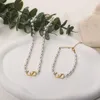 Gioielli con braccialetto con collana e ciondolo con lettera V placcati in oro di marca classica per regalo da donna