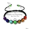 Kezciorski Mticolor Women Mężczyźni 6-10 mm naturalny kamień Bracelet Bracelets Błękitne turkusy plecione bransoletka Rozmiar Boguli Regulowany DHQD8