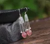 Boucles D'Oreilles Pendantes Fleur De Fraise Naturelle