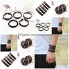 Charm Bracelets Adjustable Wrap Mtilayer Leather Bracelet Hip Hop Jewelry Set Vintage Handmade Braided Bangle Cuff Will And Sandy Drop Dhkci