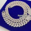 18mm Hip Hop -smycken Iced Out Diamond Sier VVS Baguette Moissanite Miami Cuban Link Chain Men Halsband