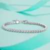 Urocze bransoletki 925 Sterling Silver Bling Moissanite Tennis Bracelets Bracelets dla dziewcząt Kobiety na imprezę ślubny prezent