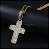 Iced Out Cross Pendant Necklaces Mens Rose Gold Necklace Fashion Hip Hop Jewelry Drop Delivery Dhasr