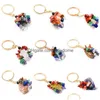 Key Rings Irregar Folk Crafts Gemstone Natural Stone Ring Quartz Rough Amethyst Tiger Eye Crystal Keychain Agate Meditation Pendant Ha Dhg2Y