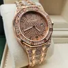 Högkvalitativa herrkvinnor Titta på full diamant Iced Out Strap Ap Designer Watches Quartz Movement Par Lovers Clock Wristwatch