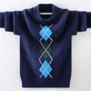 Pullover pojkar pullover stickning tröja barn tröja vinterkläder bomullskläder håller varma o nacken 230914
