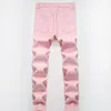 Jeans pour hommes High Street Ripped Patch Rose Printemps Été Casual Moustaches Pantalon en denim droit pour MaleMen's199R