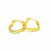 Orecchini a cerchio a forma di cuore da donna e ragazza, romantici, in oro giallo 18 carati, moda, bella fidanzata, regalo, accessori vintage alla moda