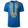 Homens camisetas Moda Camisa Estilo Africano Gold Stamping 3D Impressão Casual Manga Curta Solta Oversized Camisetas Top Homens Roupas Camise