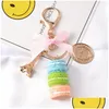 Women Cake Keychains Fashion Cute French Pastries Keychain Bag Charm Car Key Ring Party Gift Jewelry Drop Delivery